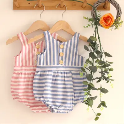 Stylish Striped One-Pieces for Girls Pink Blue