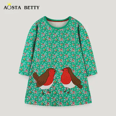 Princess Skirt for Girls Green Floral Embroidered