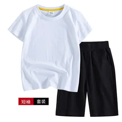 Kids White T-Shirt Black Shorts Set for Boys 150cm