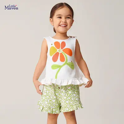 Kids Floral Top & Shorts Suit Summer Wear