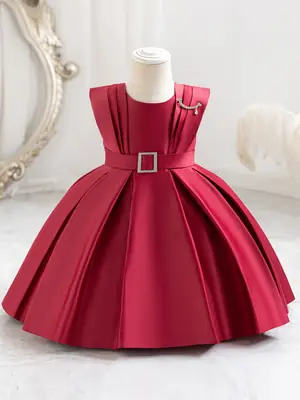 Red Flared Skirt Dress for Kids 3-6 Years