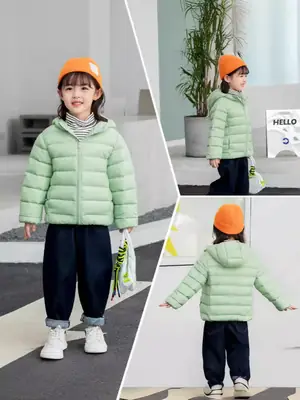 Candy Green Hooded Puffer Jacket for Kids Medium to Large