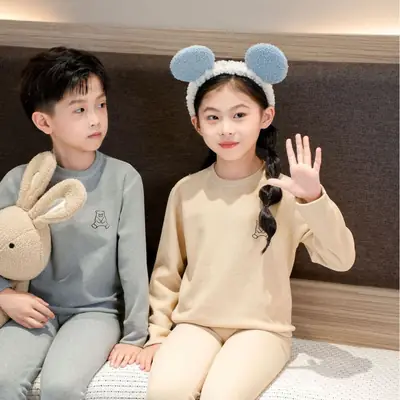 Kids Thermal Underwear Set Warm Silk Blend for Boys Girls