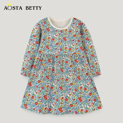Floral Princess Dress for Girls 3-8Yr Autumn Wear