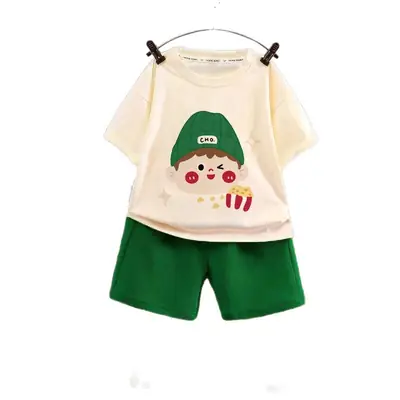 Kids Bear Print T-Shirt Shorts Set Yellow White thumbnail 5