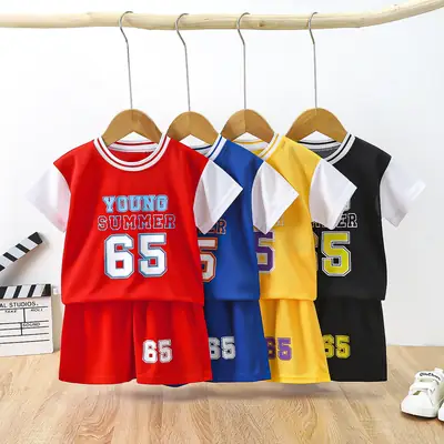 Kids Sports Shorts Set 65 Print Red Blue Yellow Black