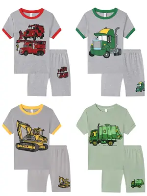 Kids Engineering Vehicle Pajamas Set Multi Color