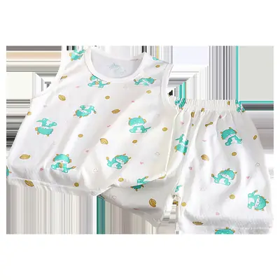 Kids Vests & Shorts Set Korean Print Cotton Summer Wear thumbnail 4