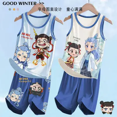 Nezha & Dragon King Cartoon Pajamas for Kids Summer