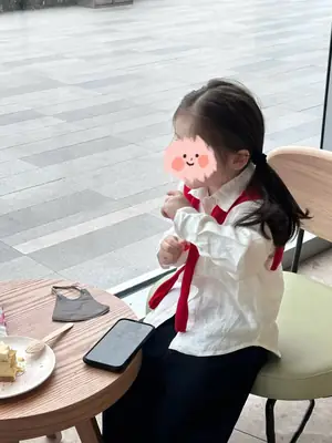 White Korean Style Long Sleeve Shirt for Kids