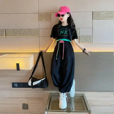 Black Korean Style 3-Piece Suit for Girls 120cm
