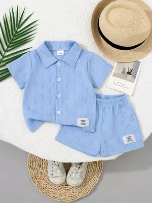 Baby Light Blue Summer Shirt & Shorts Set for 6-9M