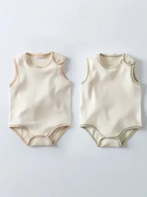Sleeveless Cotton Baby Jumpsuits Beige Summer