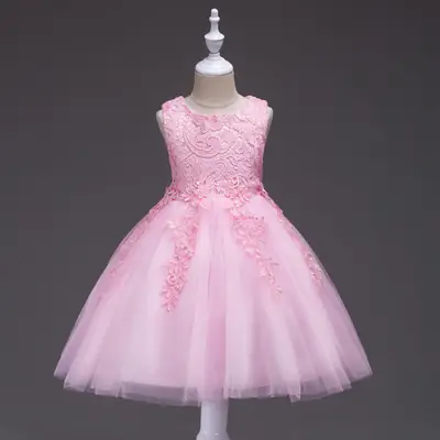 Pink Lace Tulle Dress for Girls 3-6 Years