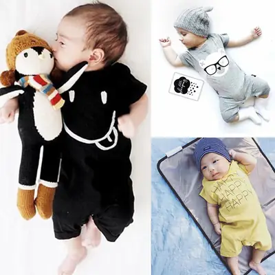 Baby Jumpsuit Black Short Sleeve Summer Wear