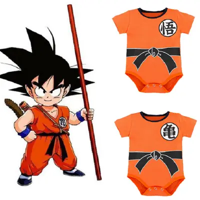 Sun Wukong Baby Jumpsuits Orange Black Summer Playwear