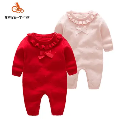 Baby Ruffled Bombs Jumpsuit Red Pink Set
