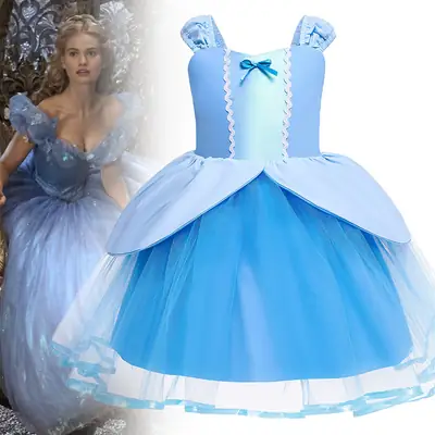 Cinderella Princess Blue Tulle Dress for Girls