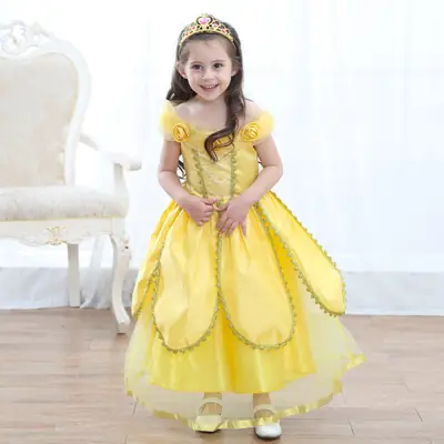 Yellow Princess Dress for Girls 3-8 Years