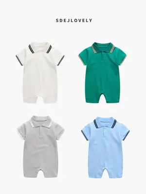 Baby Cotton Polo Shorts Set 4 Colors 0-1 Year