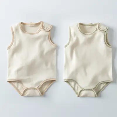 Sleeveless Cotton Baby Suit Cream White