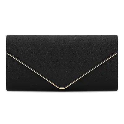 Black Glitter Envelope Clutch Bag for Women Evening Use