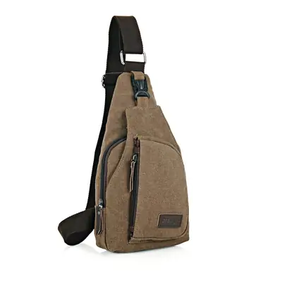 Men Canvas Chest Bag Khaki Outdoor Sports