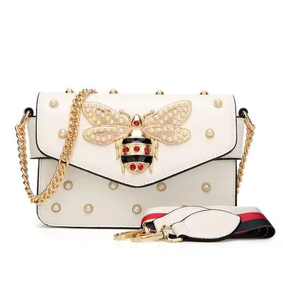 White Pearl Bee Shoulder Bag for Women
