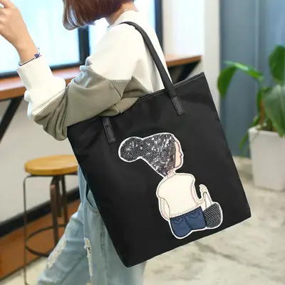 Women Embroidered Shoulder Bag Black 2024