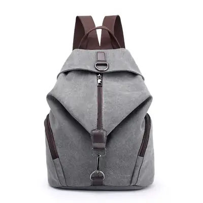 Women Canvas Backpack Retro Casual College Style Grey