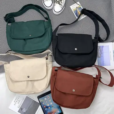 Korean Style Canvas Crossbody Bag for Women