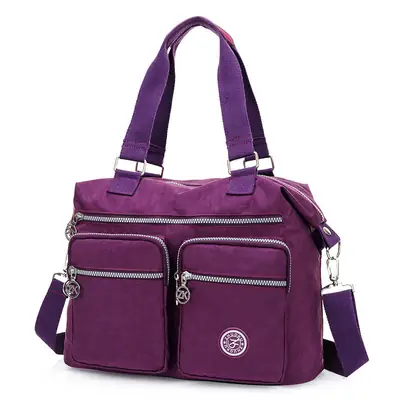 Purple Zippered Shoulder Bag for Women