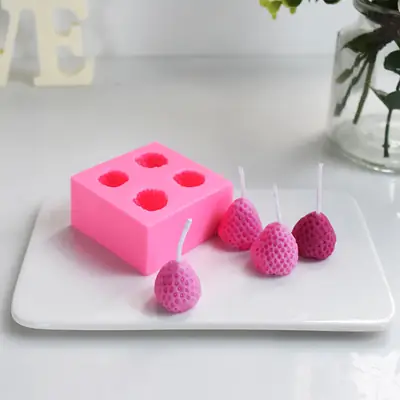 Pink Silicone Strawberry Mold for Chocolates & Candles