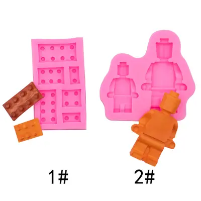 Silicone Molds for Kids Candy & Crafts - Pink Robot & Block Design