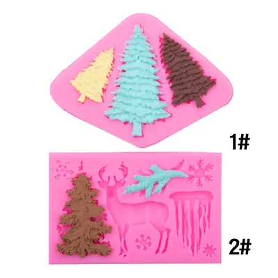 Silicone Christmas Tree Molds Pink 3 Design
