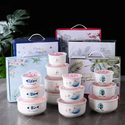 Ceramic Bowls Set with Sealed Lids for Kitchen & Gifts