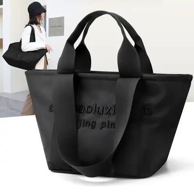 Black Nylon Crossbody Tote Bag for Daily Commutes