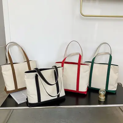 Canvas Tote Bag Black Red Green for Students & Women