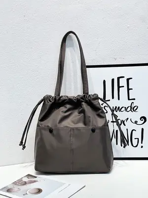 Retro Drawstring Shoulder Bag Waterproof Nylon Pakistan