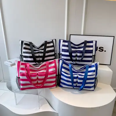 Korean Style Color Block Canvas Bag for Summer Pakistan