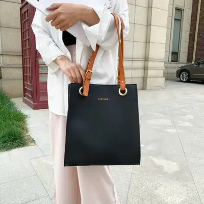 Black Korean Style Tote Bag for Daily Use