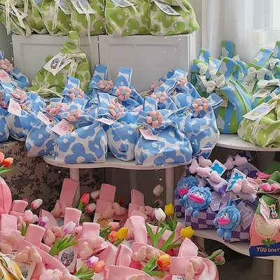 Korean Knitted Bags Blue Green Pink for Weddings Parties