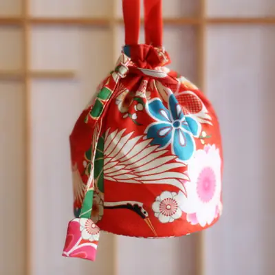 Red Floral Crane Handbag for Women