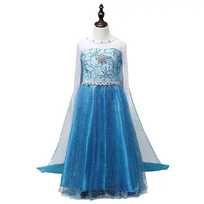 Frozen Princess Dress for Girls Blue Sparkly Festival Performance Wear