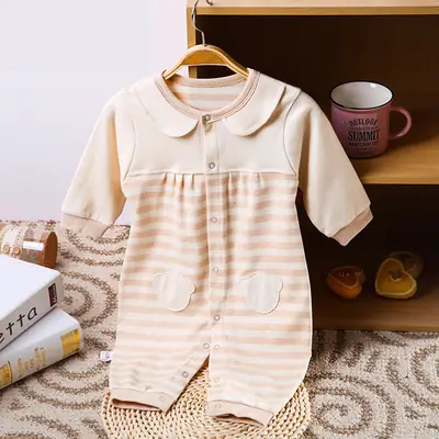 Baby Cotton Padded Jumpsuit Striped Girls Spring