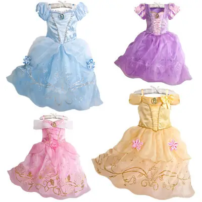 Girls Princess Dresses Set of 4 Colors for Kids