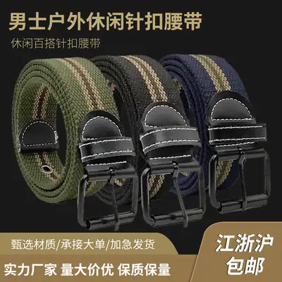 Men Casual Pin Buckle Belt Cotton Outdoor Green