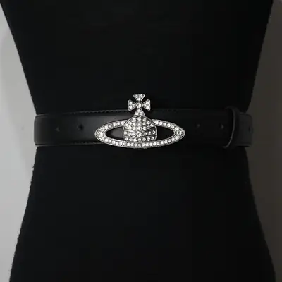 Women Black Sparkling Diamond Saturn Belt