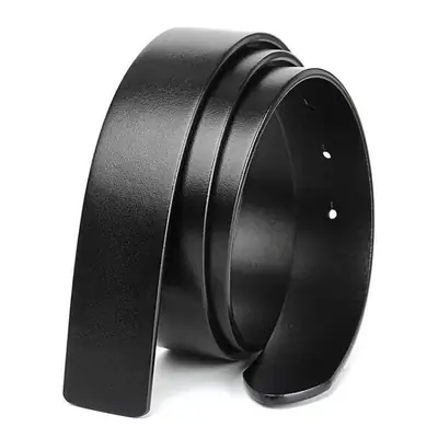 Black Leather Belt 3.8cm Wide Single Layer Antique Smooth Finish