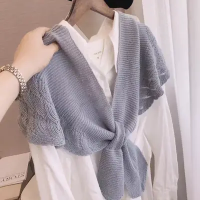 Women Knitted Shawl Gray Lightweight Summer Outerwear
